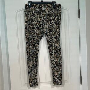 LuLaRoe Black and Multicolor Patterned Jeggings